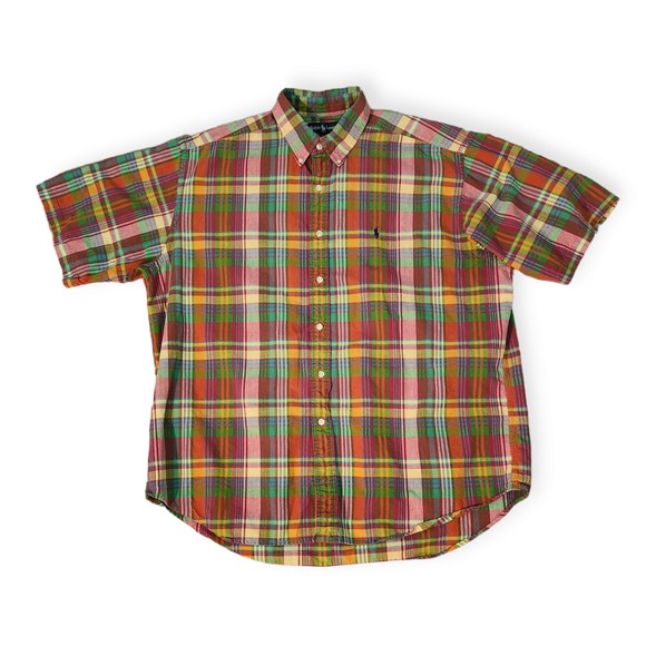 Ralph Lauren Other - Ralph Lauren Blake Short Sleeve Shirt Red Orange Green Plaid Pony Mens X Large